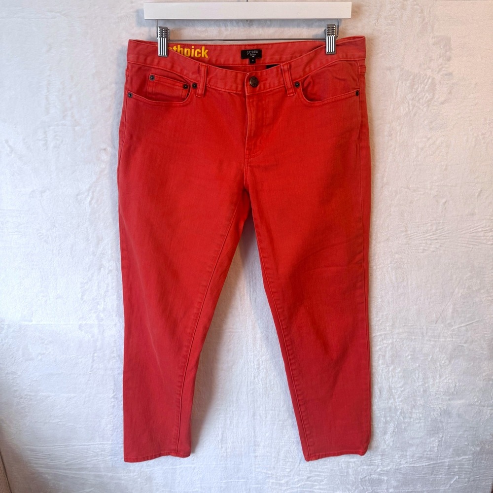 J.Crew Toothpick Skinny Jeans Coral Orange Stretch Denim Mid Rise‎ Pants 31